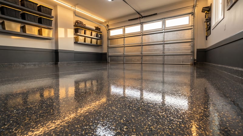 A cured epoxy topcoat.